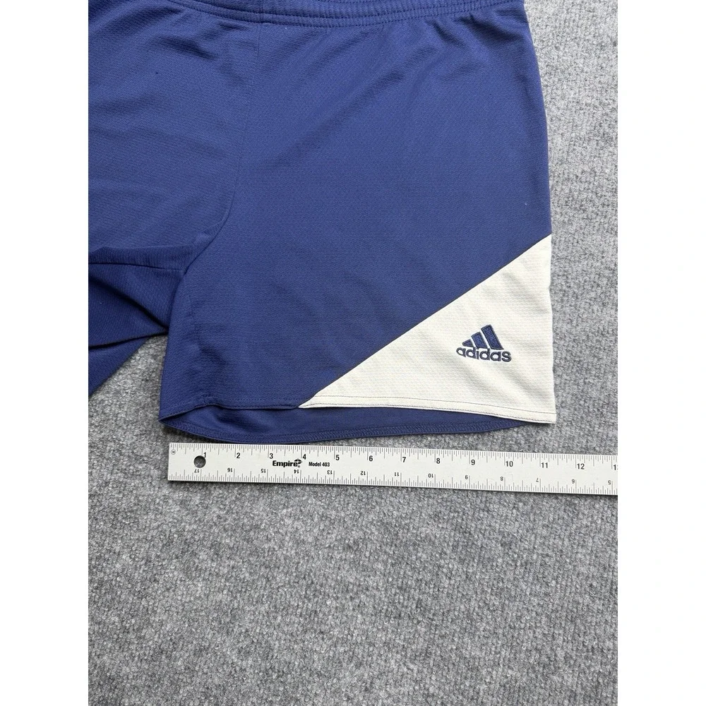Adidas Shorts Mens Medium Blue Mid Rise Logo Climalite Elastic Waist
